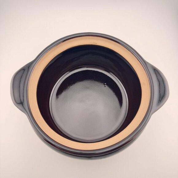 Vintage Monmouth Pottery Ceramic Bean Crock Brown Cream with Lid Maple Leaf Mark - Picture 7 of 8